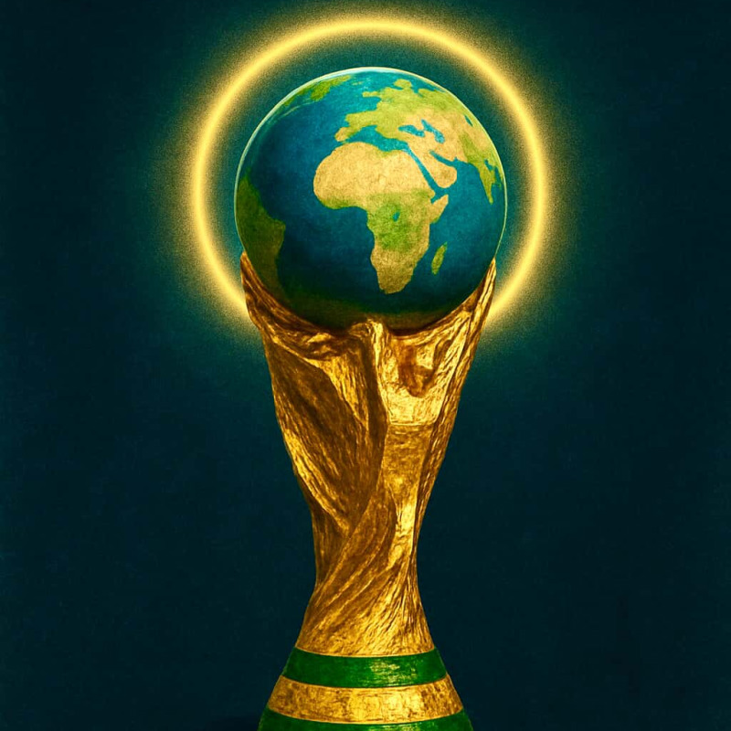 Highlight the World Cup trophy with a halo to represent Victory Ascent and True Halo Studios
